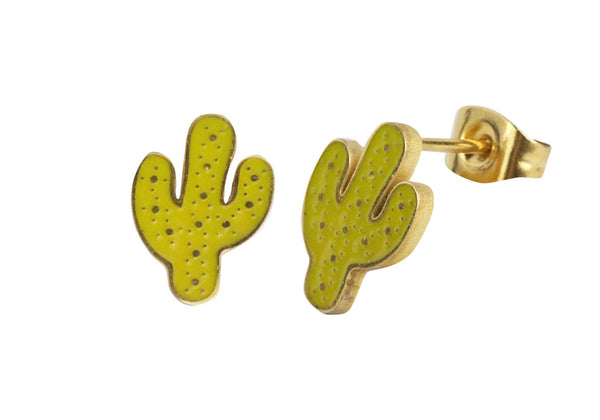 Aretes acero inoxidable cactus