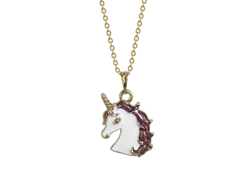 Cadena con Dije Esmaltade de Unicornio Morado