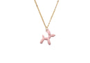 Collar Acero Inoxidable Dorado con Dije Esmaltado Perrito Globo Rosa Pastel