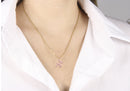 Collar Acero Inoxidable Dorado con Dije Esmaltado Perrito Globo Rosa Pastel