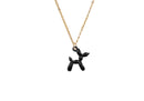 Collar Acero Inoxidable Dorado con Dije Esmaltado Perrito Globo Negro