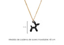 Collar Acero Inoxidable Dorado con Dije Esmaltado Perrito Globo Negro
