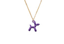 Collar Acero Inoxidable Dorado con Dije Esmaltado Perrito Globo Morado