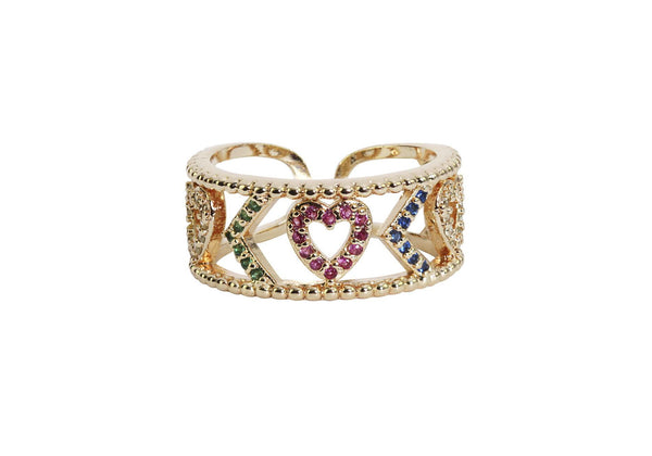 Anillo Ajustable Rainbow Corazones