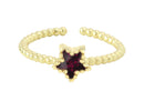 Frau Elegance Anillo Ajustable Dorado con Estrellita con Circonia color Fucsia