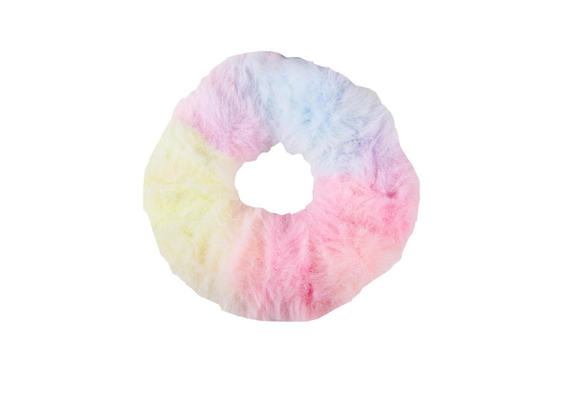 Scrunchie Peluche Fuzzy Rainbow