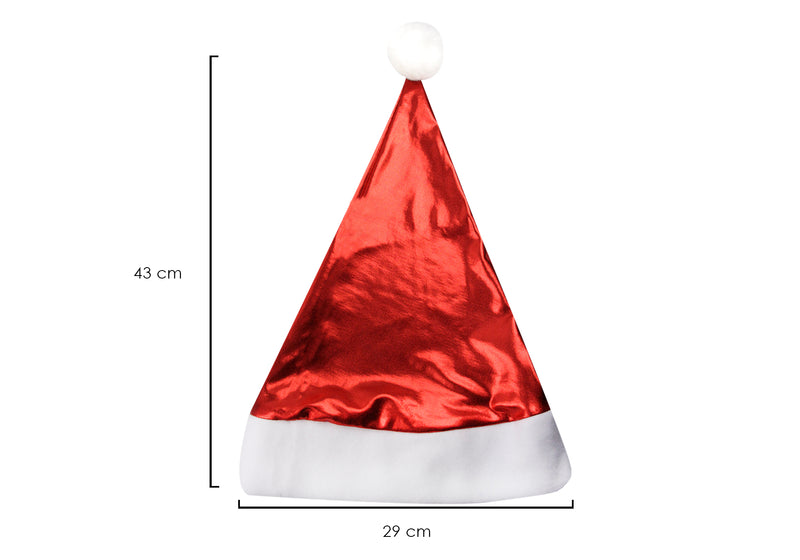 Gorrito de Navidad Rojo Metálico Santa Claus Tamaño Mediano