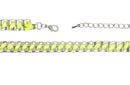 Brazalete de Metal con Hilo Cola de Rata Entrelazado Verde Fosforescente Plateado 230 mm