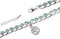 Brazalete de Metal con Cadena Entralazada y Dije de Amor y Paz Azul Blanco Plateado 230 mm