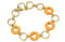 Brazalete Metal Dorado Cadena Circulos con Cordon Naranja 185 mm