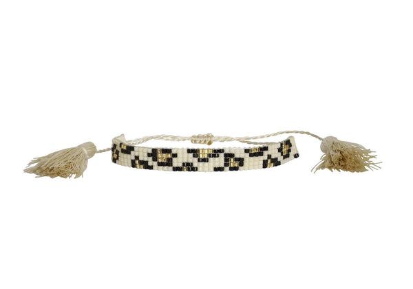 Brazalete de Hilo Con Miyuki Animal Print Beige