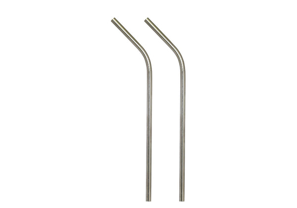 Set de 2 Popotes Acero Inoxidable Curvos Plateados