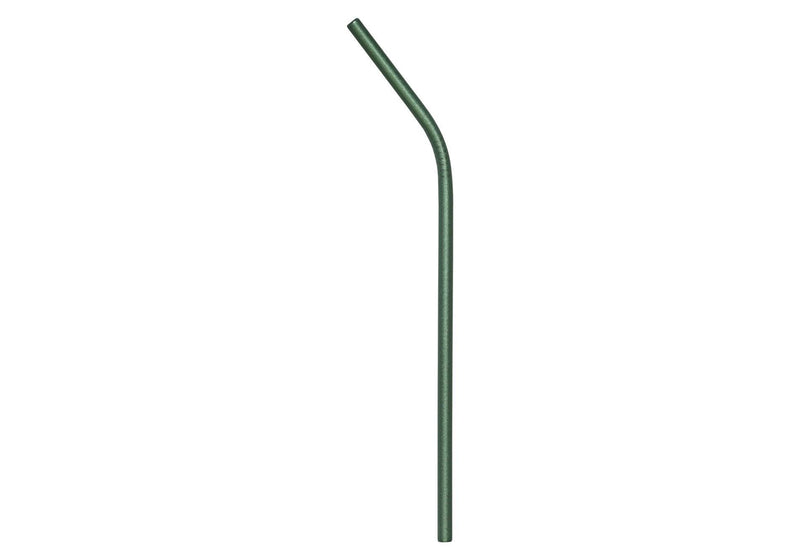 Popote Acero Inoxidable Curvo Verde Mate