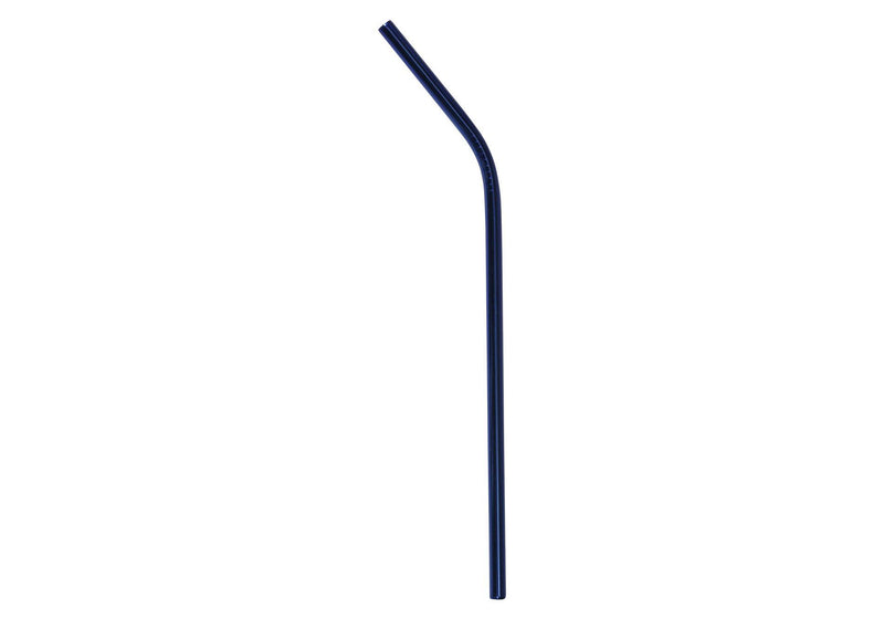 Popote Acero Inoxidable Curvo Azul