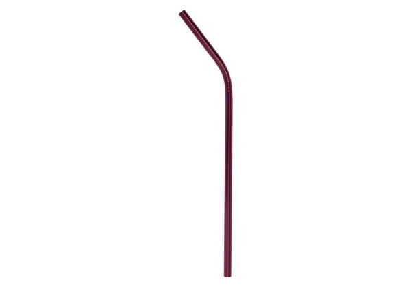 Popote Acero Inoxidable Curvo Fucsia