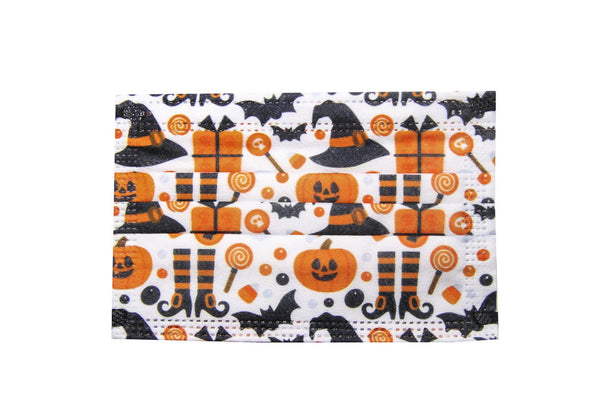 Cubrebocas Halloween de triple capa termosellado plisado infantil - 10 pzas