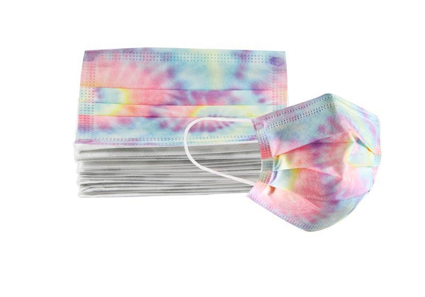 Cubrebocas 3 Capas de Sellado Ultrasonico Plisado Infantil Tie Dye Retro 10 Piezas