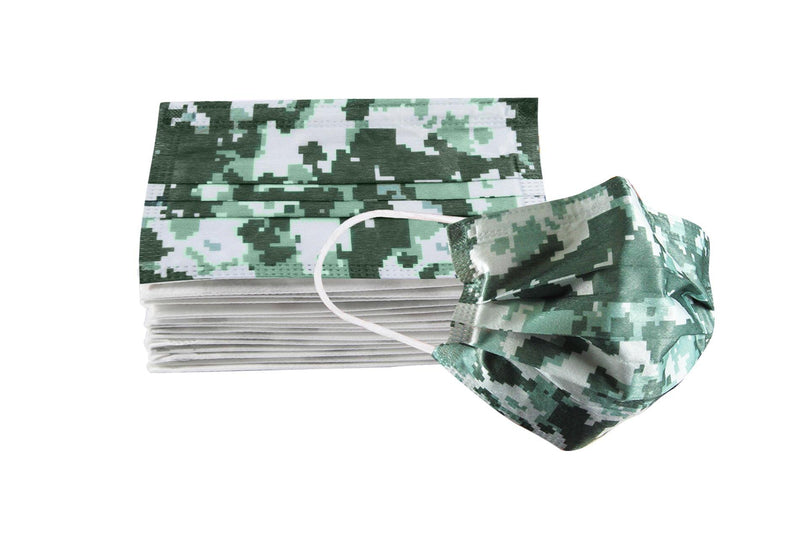 Cubrebocas 3 Capas de Sellado Ultrasonico Plisado Adulto Pixel Militar 10 Piezas