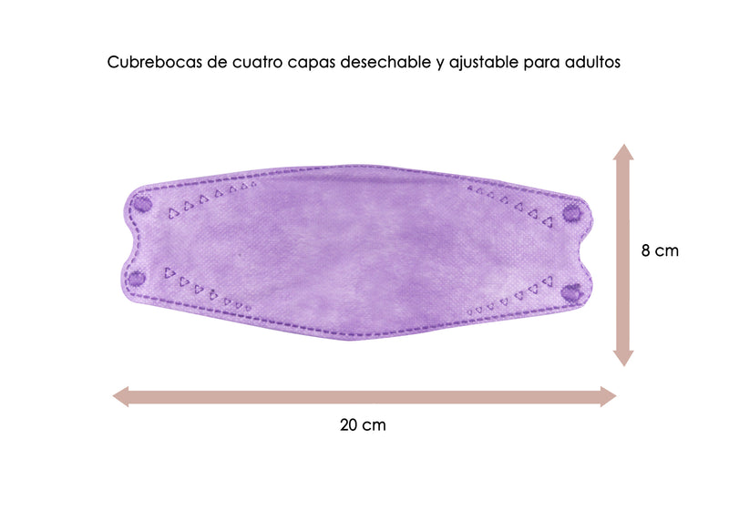 Cubrebocas KF94 de 4 Capas Adulto color lila