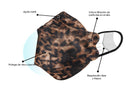 Cubrebocas KF94 de 4 Capas Adulto Estampado Animal Print Leopardo