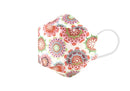 Cubrebocas KF94 de 4 Capas Adulto Estampado color Beige con Flores Mandalas Rosa/Rojo/Verde