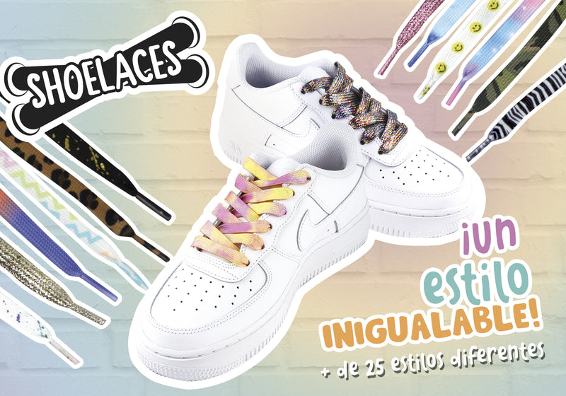 Cintas para tennis Color Blanco Glitter Multicolor