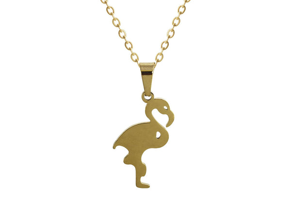 Collar Acero Inoxidable Dorado con Dije Flamingo
